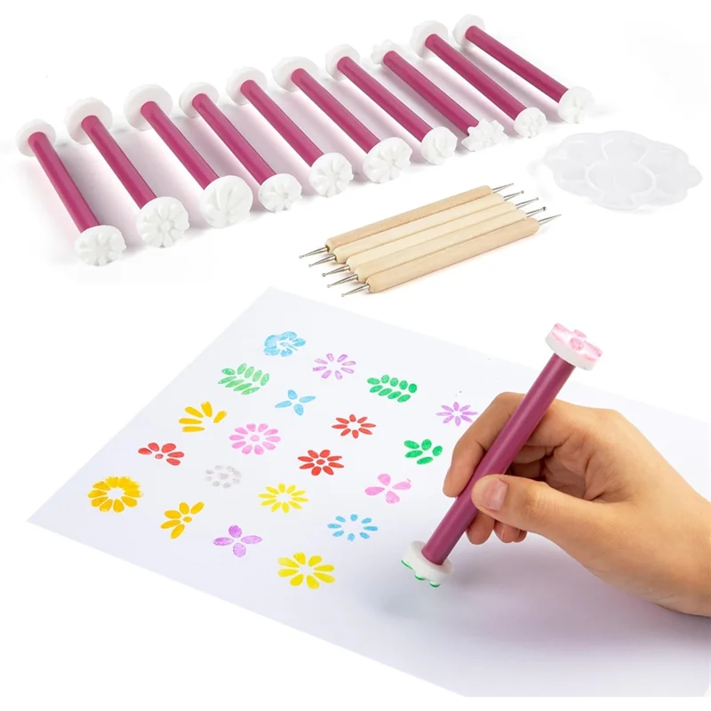 

AT43-Flower Petal Tools For Painting Different Detachable Dotting Shapes Dotting Pens For Embossing Tools For Painting Dots