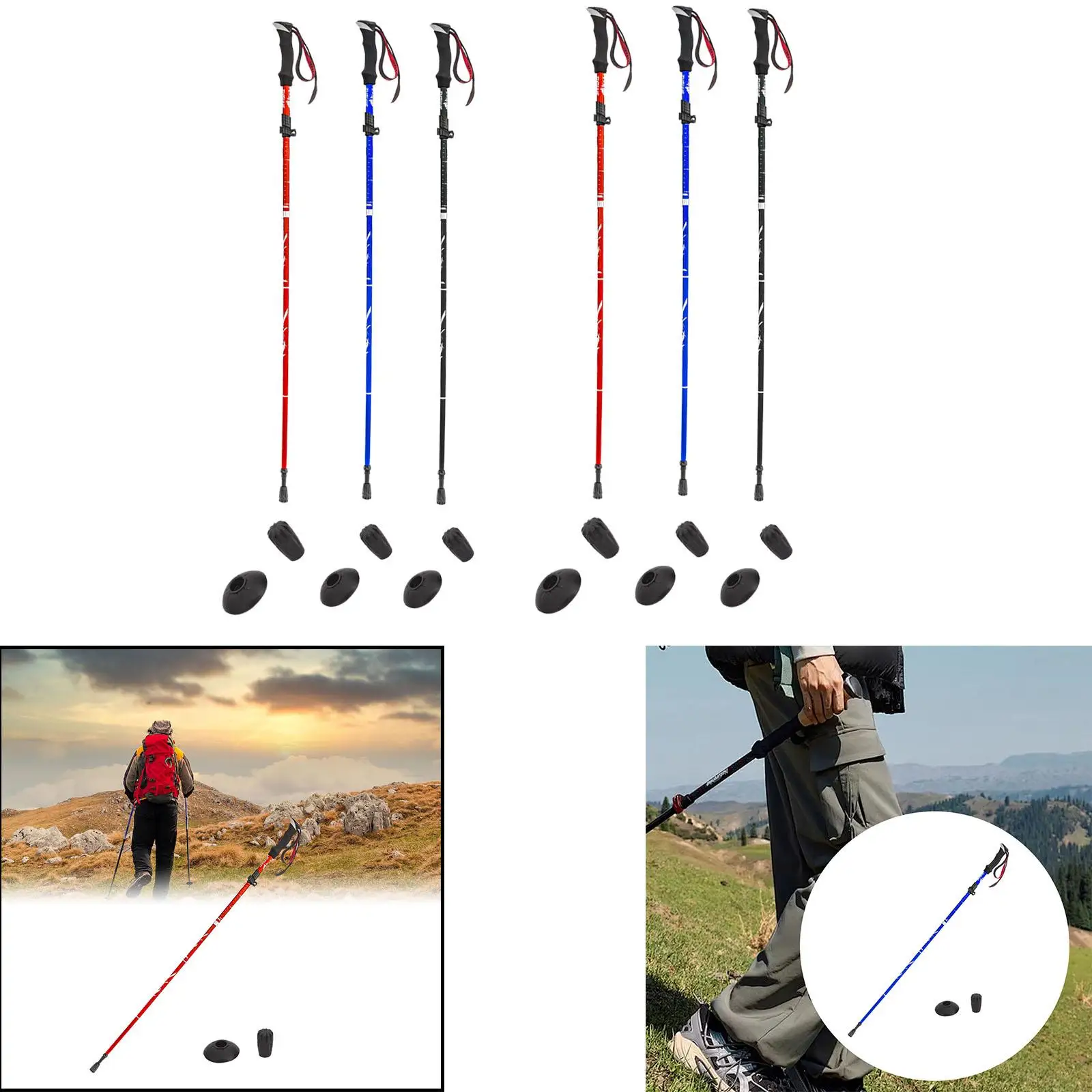 Folded Mountain Trekking Cane Walking Pole Retractable Strong Support Stick