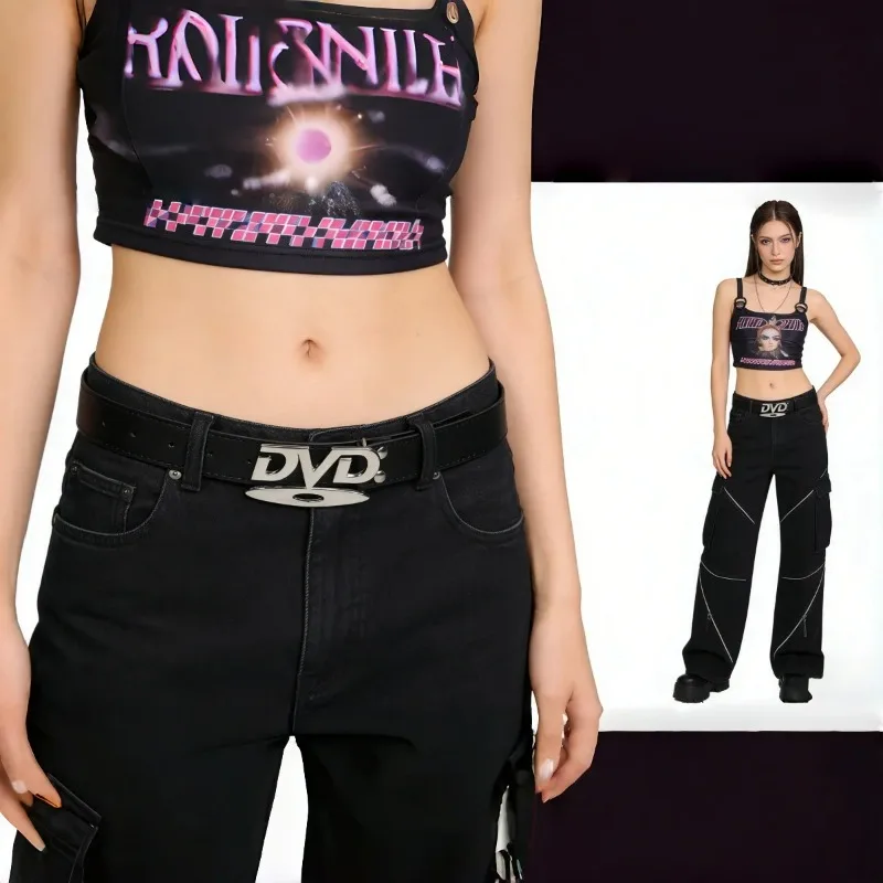 Fashionable Women's Belt Hip-Hop Y2K Belt DVD Buckle Niche Belt Retro Design Women's Sensual Beltche Belt Jeans Decoration image 6