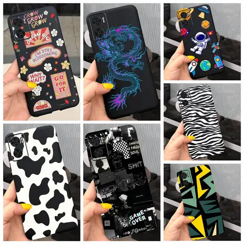 For Motorola Moto E22 Moto E22i Case Soft Matter Black Silicone Back Cover For MotoE22 E 22 Coques Cartoon Cute Fundas For Child