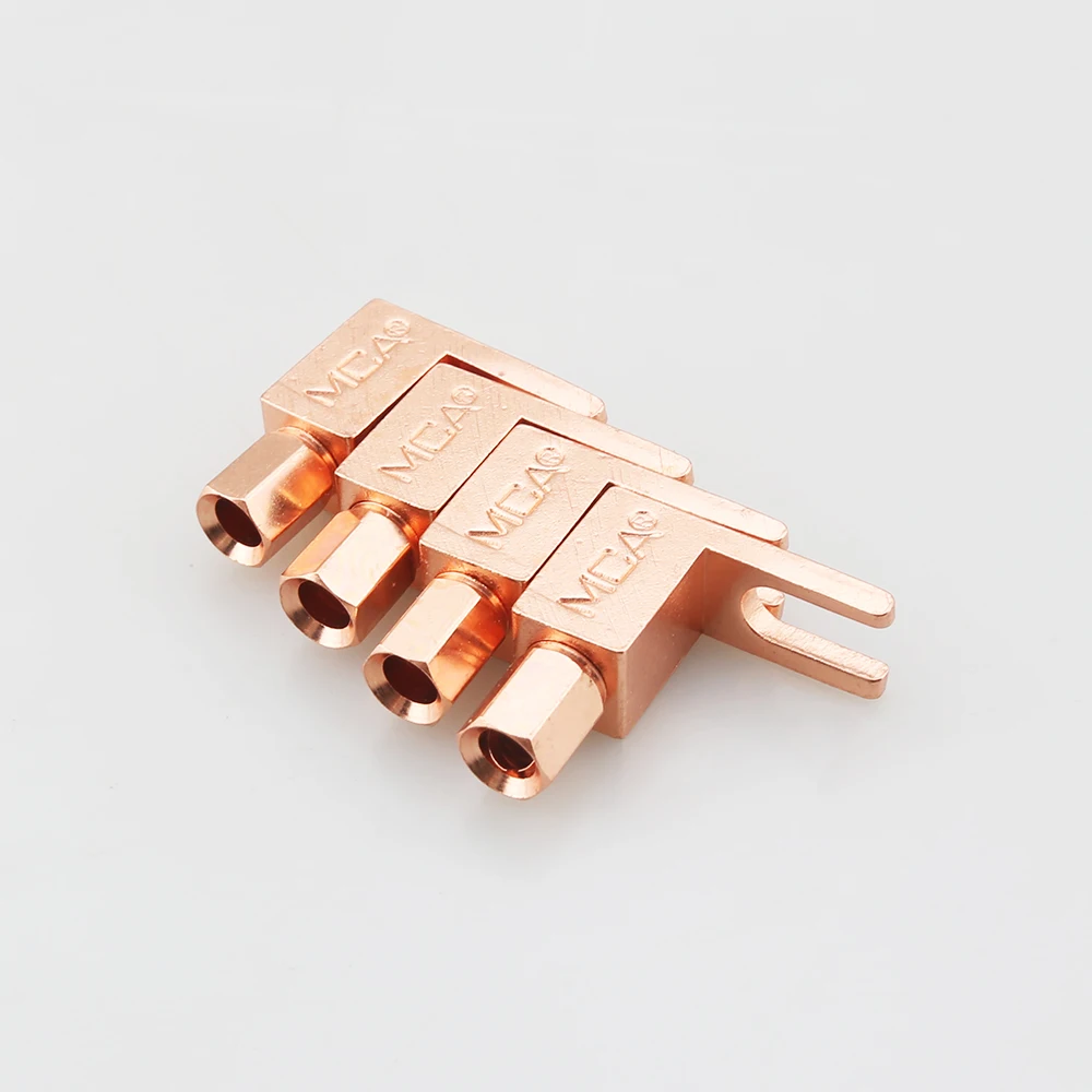 4 шт., Hi-End MCA, чистый красный медный разъем, прямоугольный лопаточный разъем, аудио, L-образный разъем типа «банан», лопаточный разъем