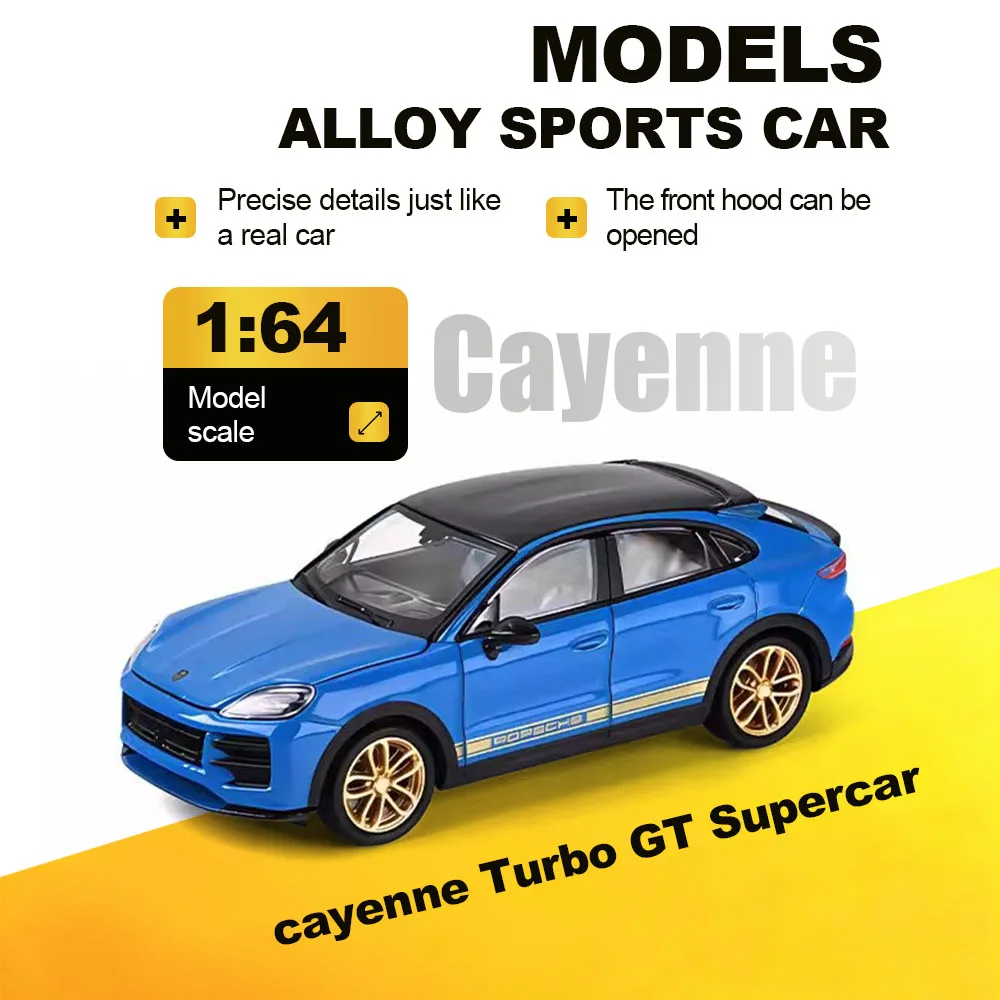 

1:64 Scale Cayenne Turbo GT 911 GT1 Model Toy Cars Alloy Diecast Exquisite Body Hood Opened Simulation Sports Cars Kids Gifts