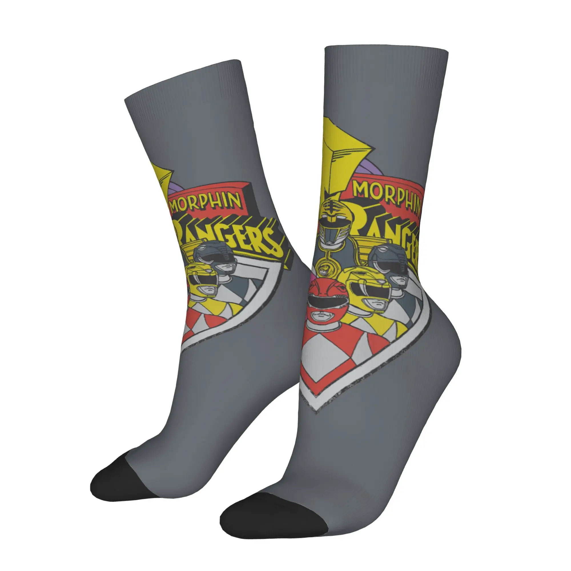 sports socks Power Rangers Logo Group Vintage  Street Style Novelty Casual Crew Crazy Sock