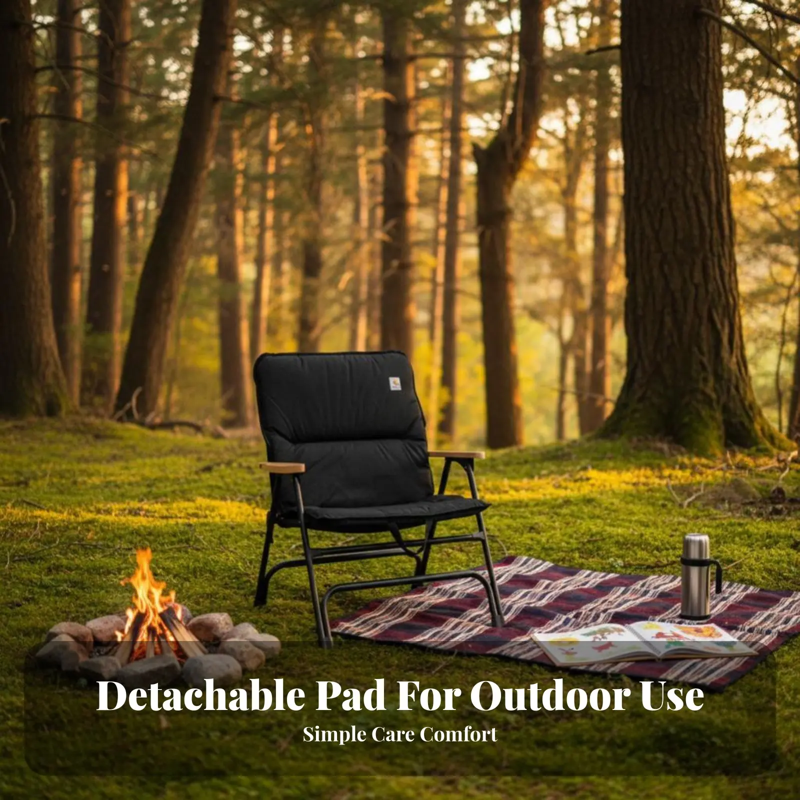 Padded Folding Armchair Foldable Design Lightweight Foldable Seat Detachable Pad No Assembly Required for Outdoors, Beach - view 3