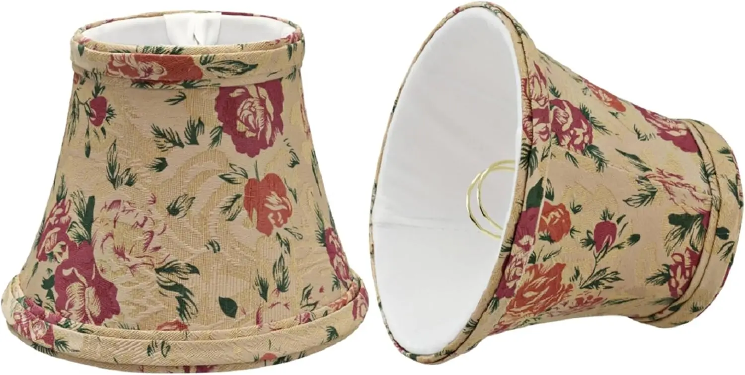

30005-2A, Абажур для люстры Bell Clip-On, с цветочным принтом, 3 дюйма (верх) x 5 дюймов (низ) x 4 дюйма (высота по высоте края), комплект из 2 шт.