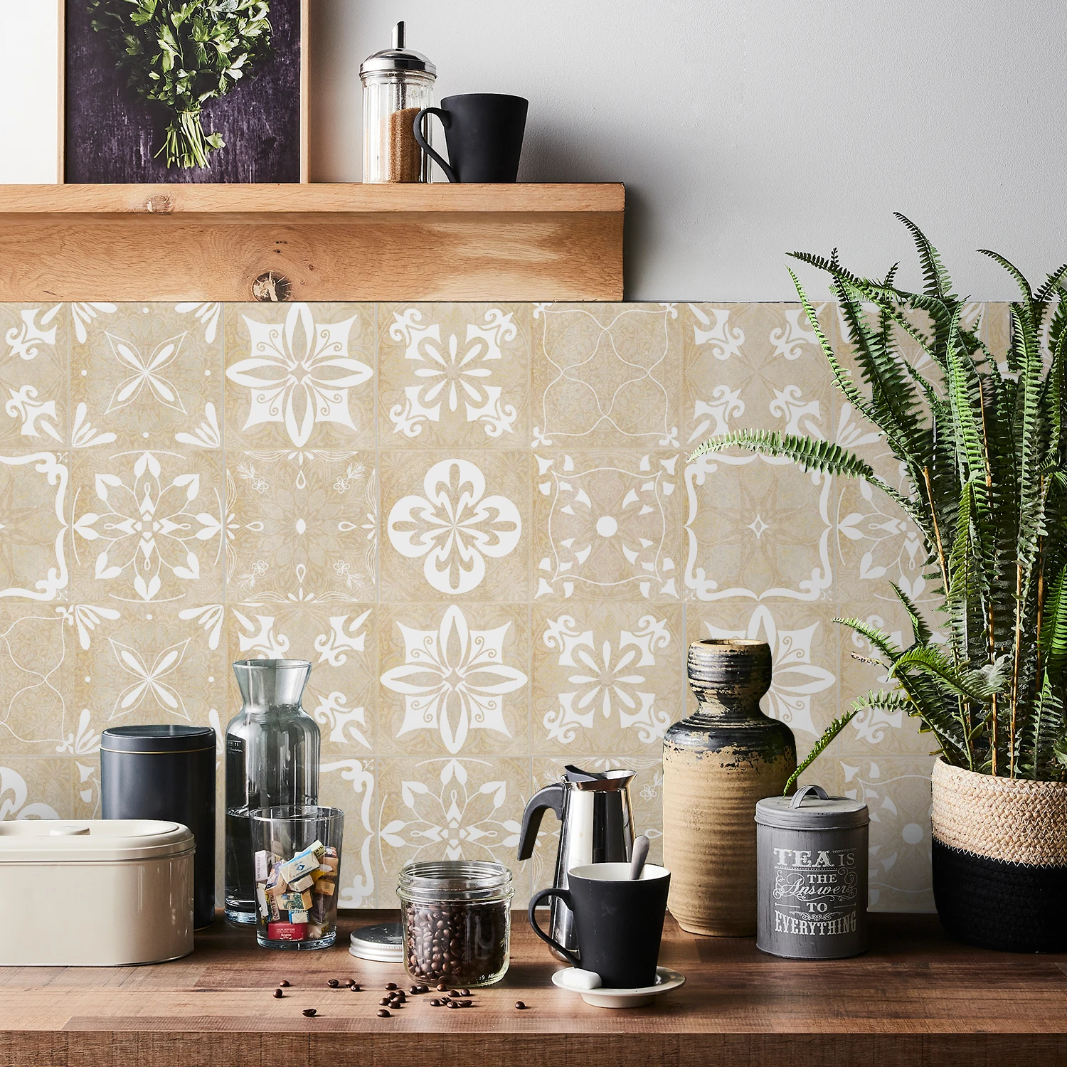 24 pcs/pack, Fresh Light Yellow PVC Self-adhesive Tile Stickers - Waterproof, Oil-Proof, Easy to Clean for Home Decoration