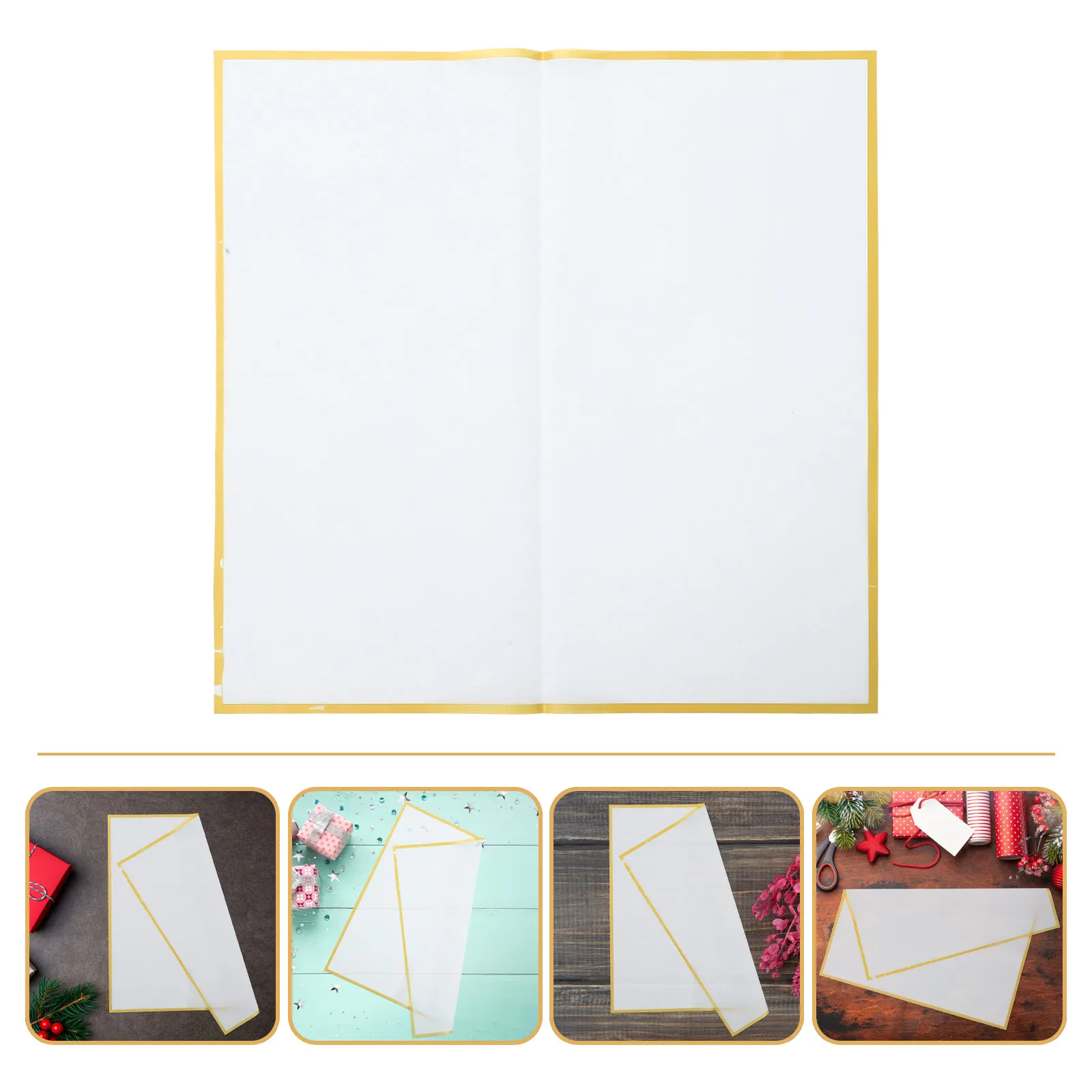 20Pcs Gold Edge Floral Wrapping Paper Waterproof Tear Resistant for DIY Bouquet Craft Flower Shop Wedding Anniversary Present