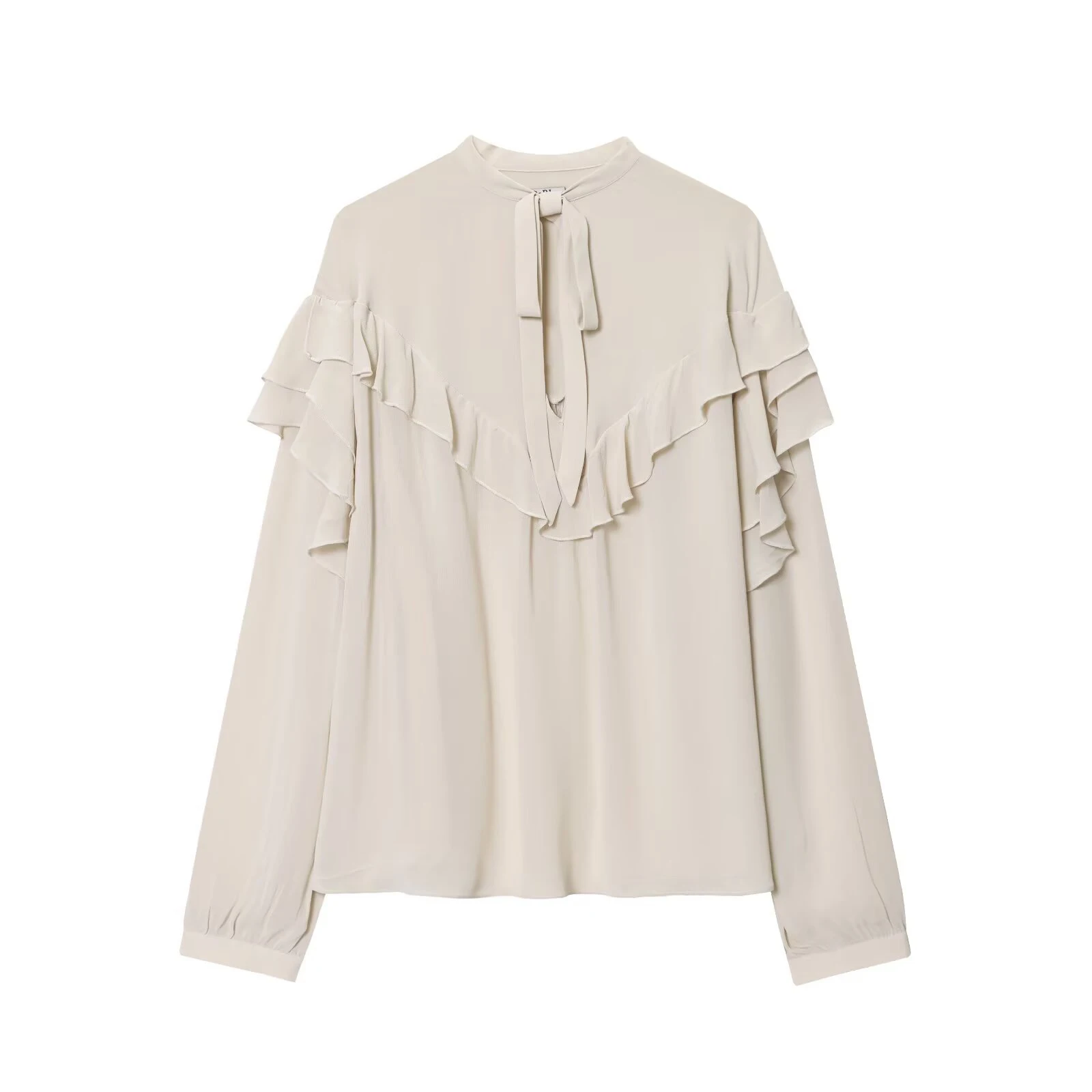 النمط الأوروبي والأمريكي 2025 ملابس نسائية شتاء جديدة مزاجه عادية بسيطة القوس الطبقات قميص الزخرفية