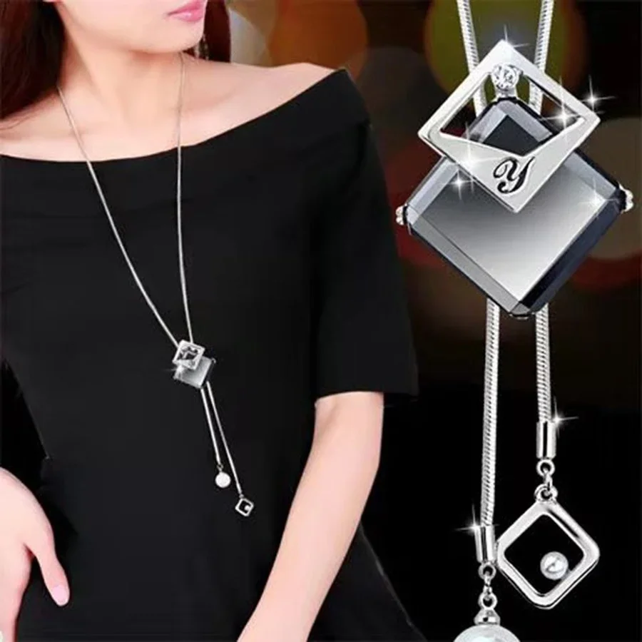 Crystal Wreath Tassel Sweater Chain Long Necklace Korean Flower Zircon Ballerina Girl Charm Pendant Necklace Jewelry for Women