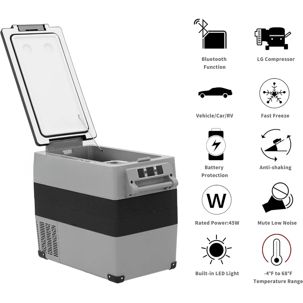 Frigorifero portatile Congelatore per auto da 12 Volt Mini frigorifero congelatore da 52 litri (-4 ℉ ~68 ℉ ) per camion, veicoli, viaggi, esterni -12/24V