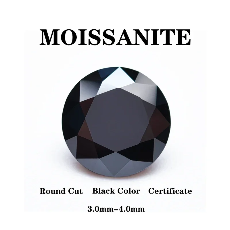 

Moissanite Stone Round Shape Primary Black Color DIY Charms Ring Necklace Earrings Main Materials Extremely Shiny Quality