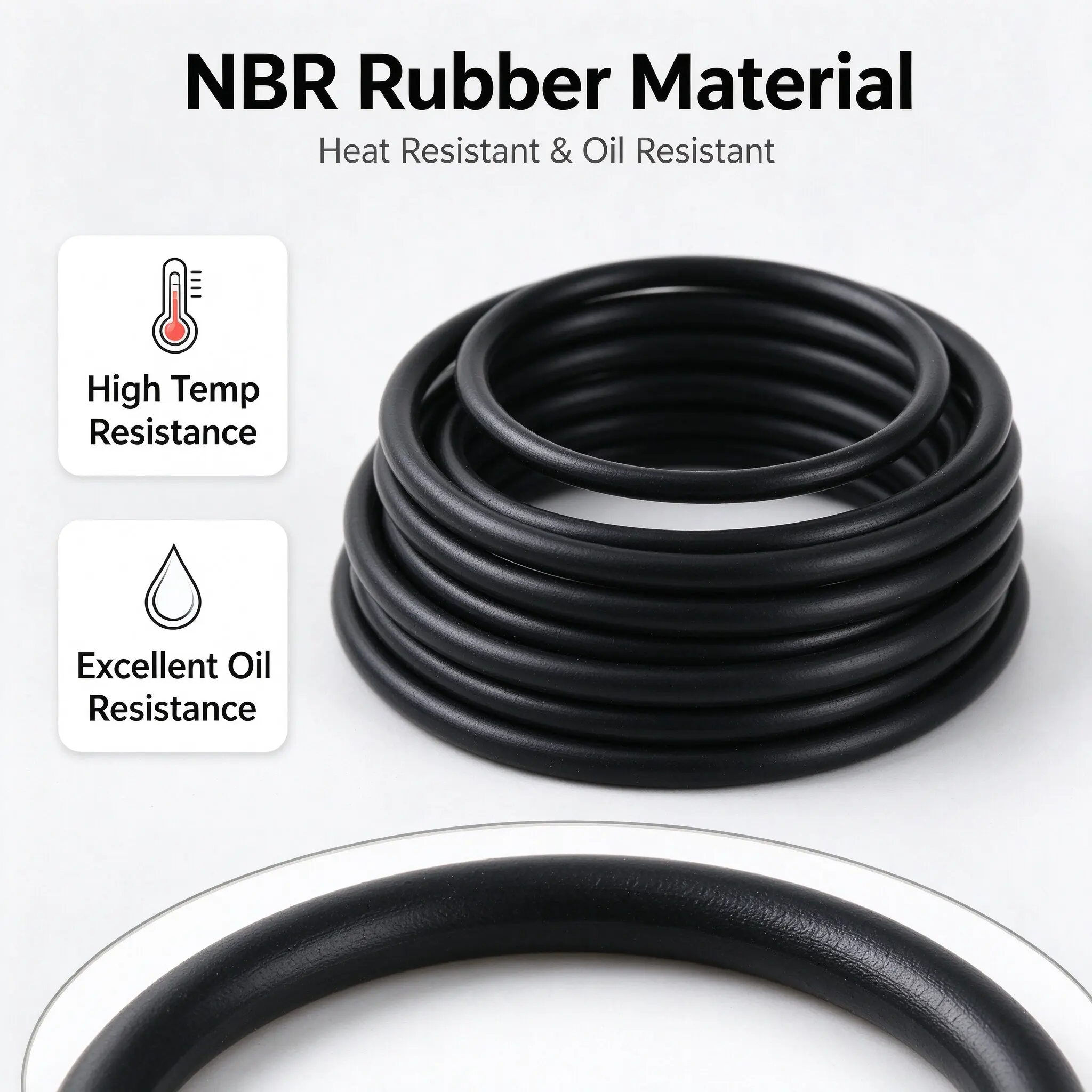 225PCS Black O-Ring Seal Repair Kit, High Temperature Resistant NBR Rubber, Pressure Resistant Waterproof Gasket for Plumbing Ma