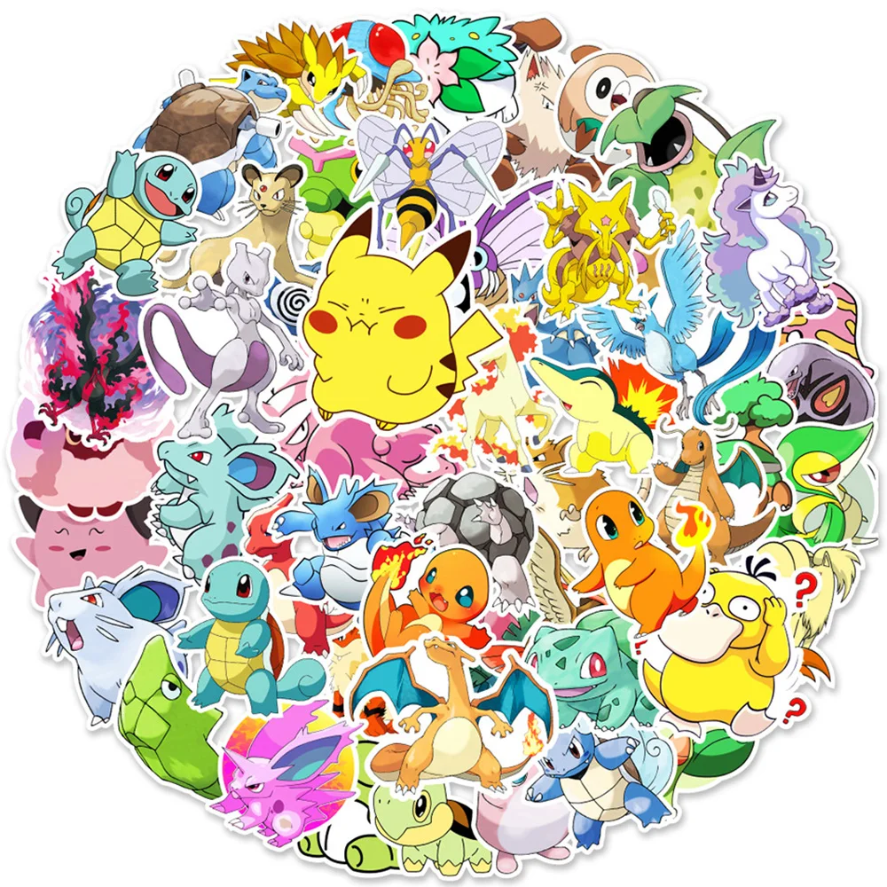 10/30/50pcs Cute Pokemon Anime Stickers Kawaii Pets Elf Decals DIY Phone Water Bottle Stationery Fun Graffiti Sticker Decoration