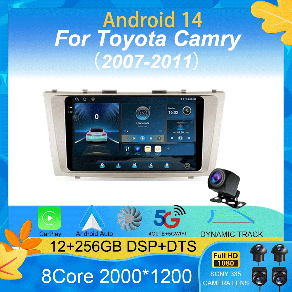Android 15 Carplay Car Radio Auto Multimedia Player For Toyota Camry 2007 2008 2009 2010 2011 Autoradio Stereo 2din Head Unit
