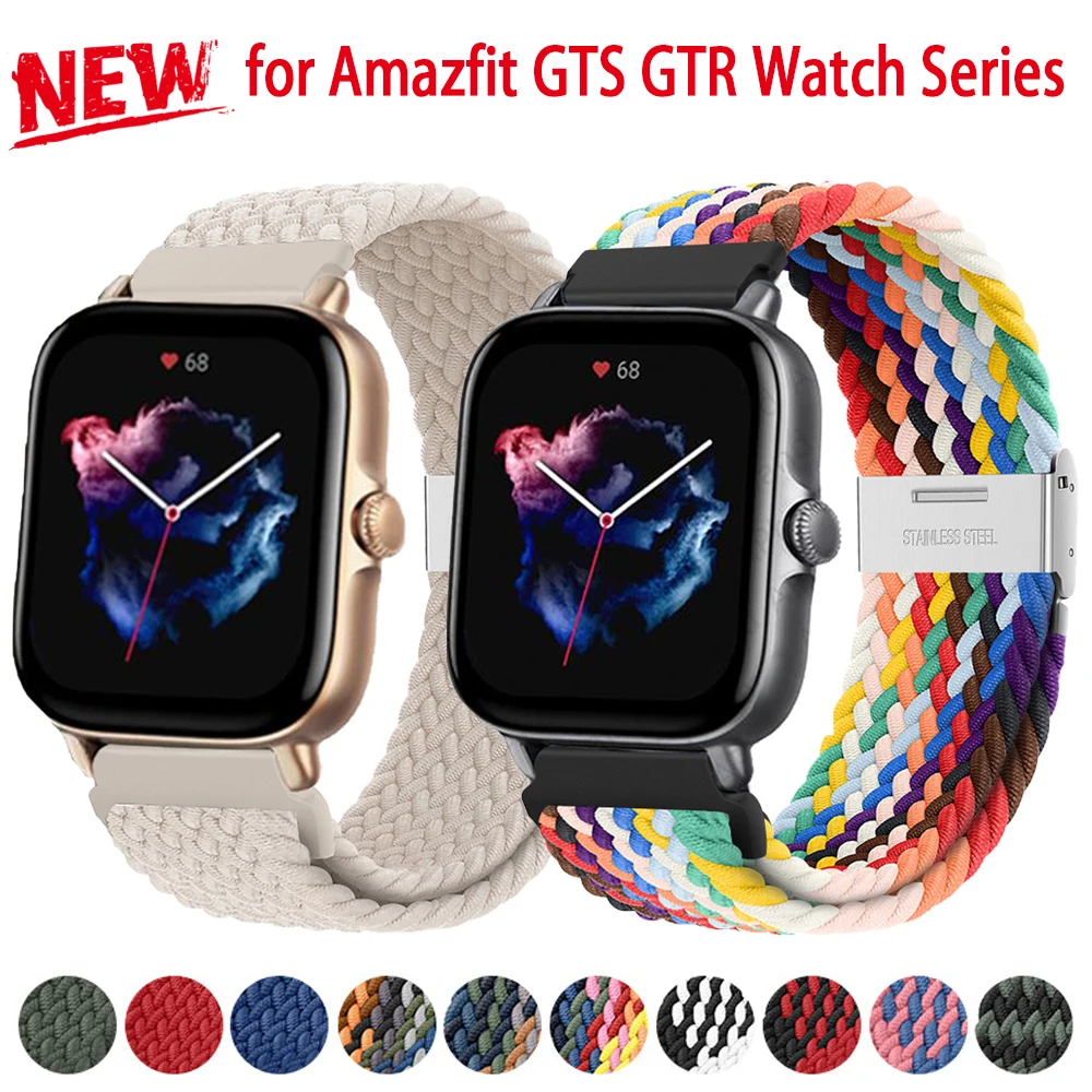 Braided band For Amazfit GTS 2/2e/3/GTS2 Mini/GTR 2/3/3Pro/47mm/stratos nylon Elastic Bracelet Amazfit bip 20mm 22mm watch strap