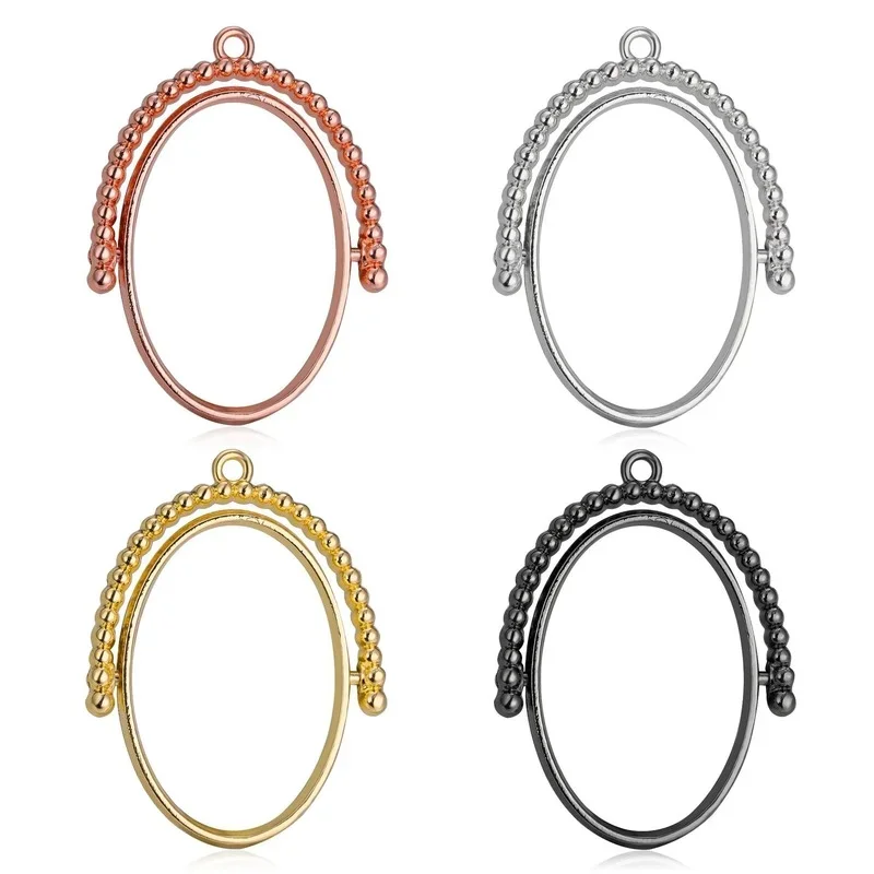 

New 18*25mm 4pcs Zinc Alloy Handmade Rotatable Oval Photo Frame Charms Pendants for DIY Pendants Earrings Jewelry Accessories