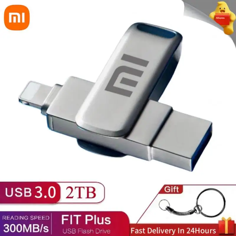 Xiaomi 2 in 1 USB Flash Drive 2TB 1TB Metal Pendrive Usb 3.0 flash Disk USB-lightning Dual interface Memory Stick For Iphone 13