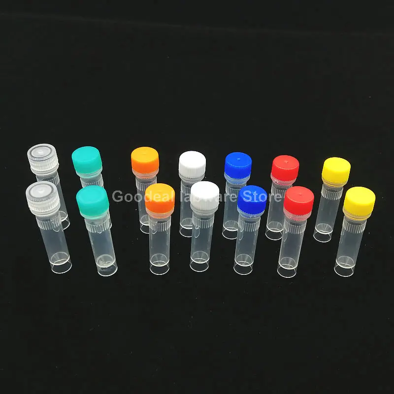 100pcs/lot 1.5ml Plastic Frozen storage tube,Lab freezer tube subpackage vial with silicone gasket