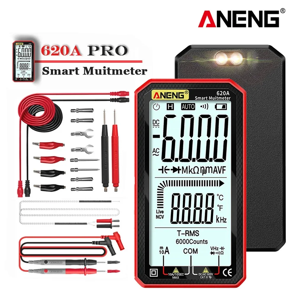 Smart Multimeter Tester 6000 Count 620A AC/DC Voltage Tester Current Zero Fire Line Resistor/Capacitor/Diode Multimetro Meters