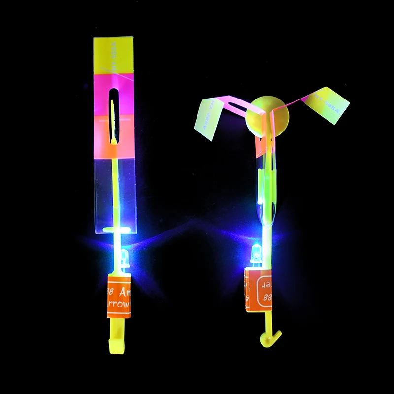 10pcs Led Slingshot Shining Light Flash Elastic Helicopter Rotating Flying Arrow Slingshot Glow In The Dark Toys Birthday Gift view 5