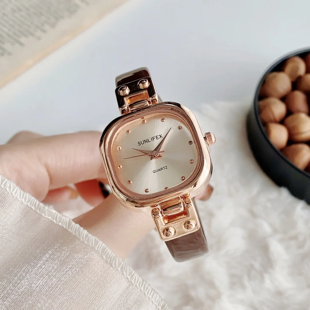 Женские часы, модный квадратный кожаный ремешок, кварцевые часы, женские наручные часы, подарок подруге, часы Relogio Feminino Montre Femme