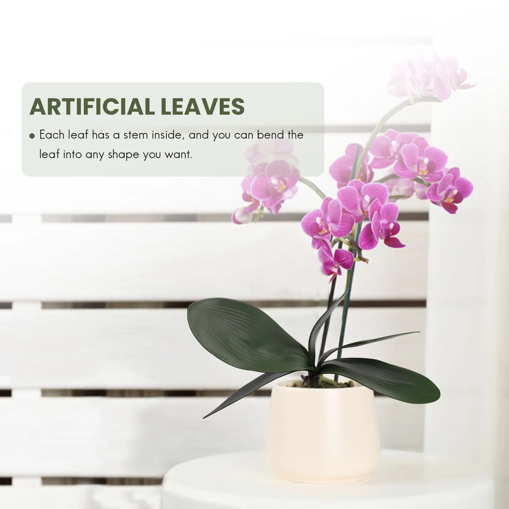Le orchidee Phalaenopsis lasciano le radici artificiali dall'aspetto reale piante di contatto in lattice composizione di foglie finte verdi, 6 pezzi
