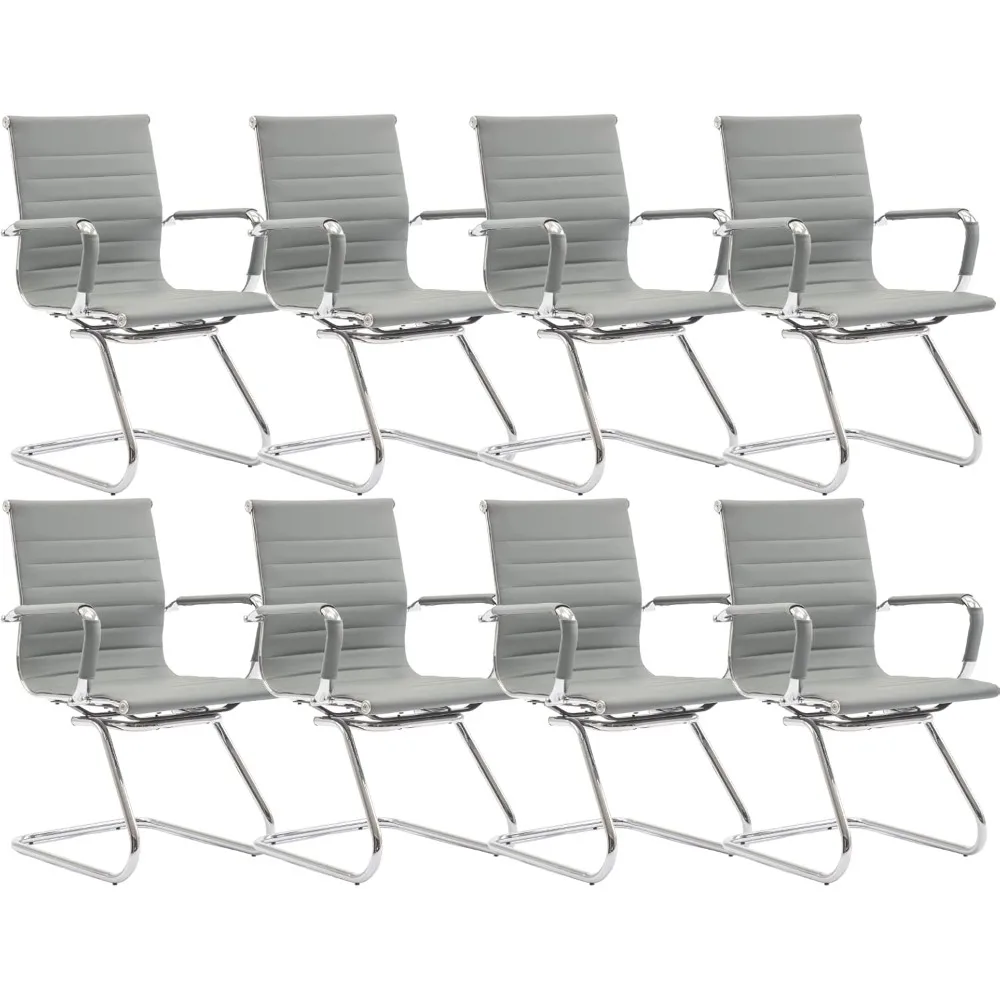 

Leather Mid-Back Sled Base Guest Chairs for Office Waiting Rooms, Conferences, and Meetings