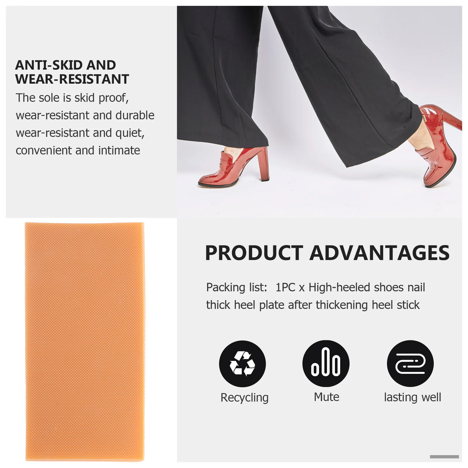 

1Pcs High-Heeled Shoes Heel Sticker Wear-Resistant Rubber Rear Heel Cushion Shoe Pressure Relief Anti-Wear Foot Protector Pain