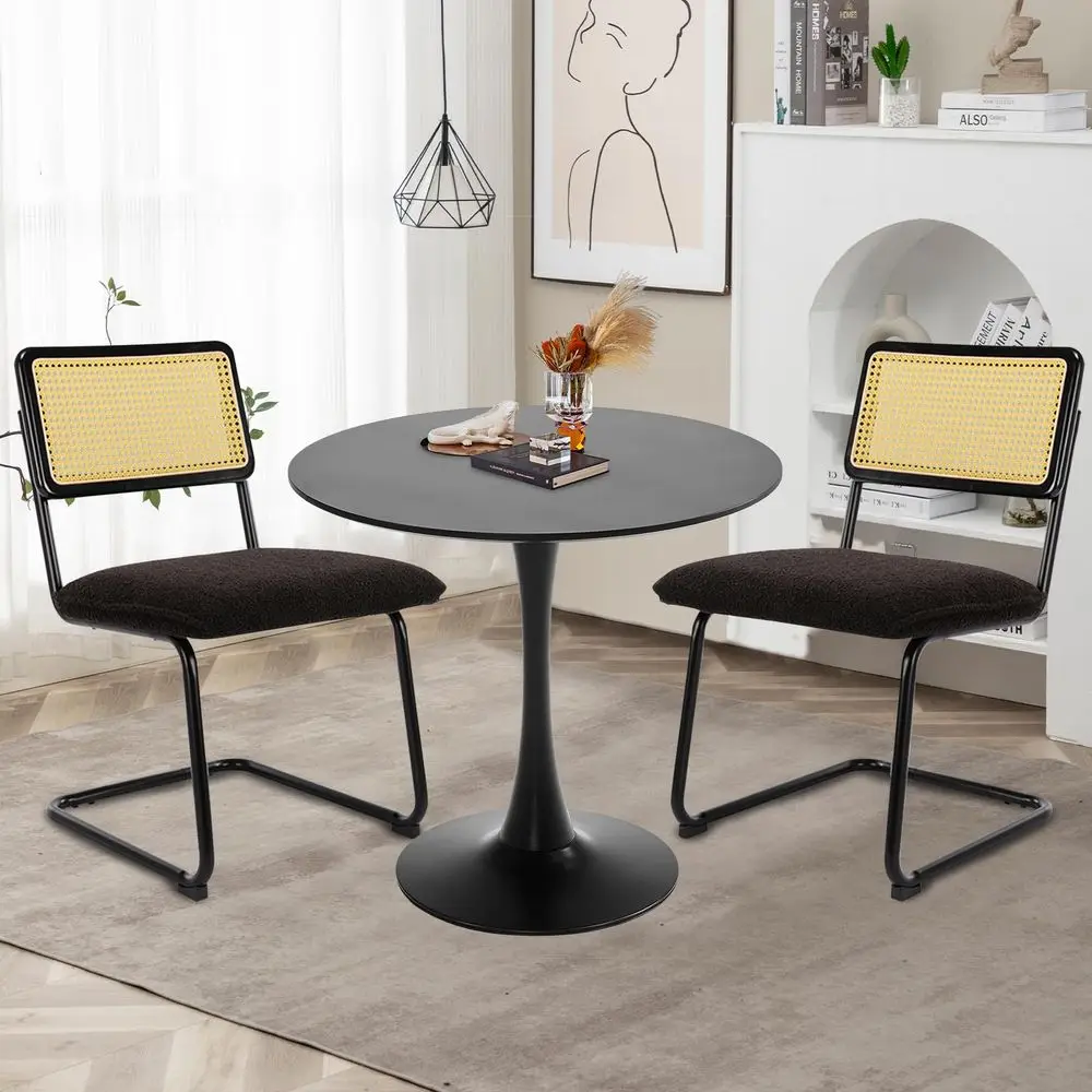 

Round Dining Table 31.5 Black Round Kitchen Dining Table for 24 People, with 0.7 MDF Tables Top and Metal Pedestal Base Dinner