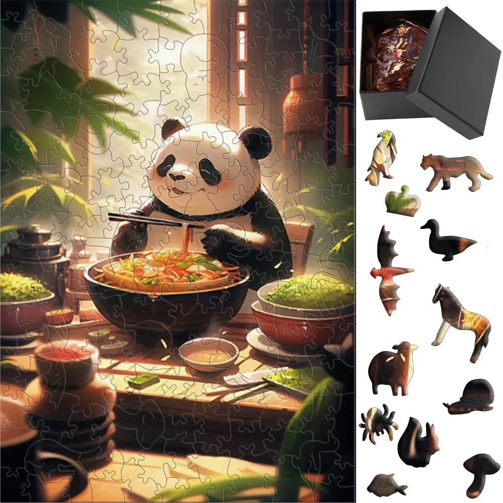 Panda Assembly Model Kit Game Boy 3d Wooden Puzzle Adults Children Games Educational Toy Jigsaw Puzzles Craft Toys Board Set Toy