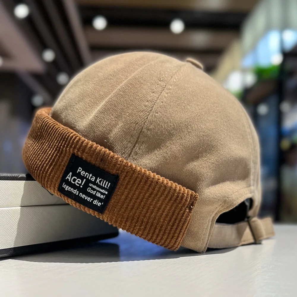 

New Retro Sailor Cap Adjustable Casual Beanies Bonnet Corduroy Brimless Hat Unisex