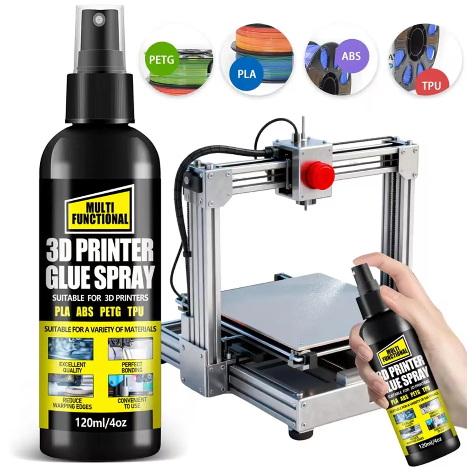 

Клей для 3D-принтеров, 120 мл: предотвращает скручивание и деформацию краев, совместим с различными строительными платформами