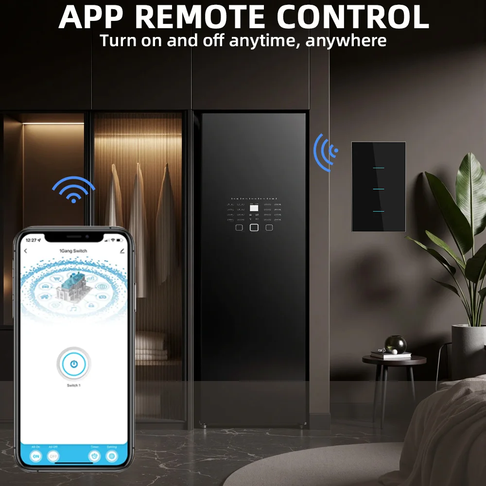 Tuya US WiFi Smart Switches 1/2/3 Gang Light WiFi Interruptor táctil Funciona con Alexa Google Home