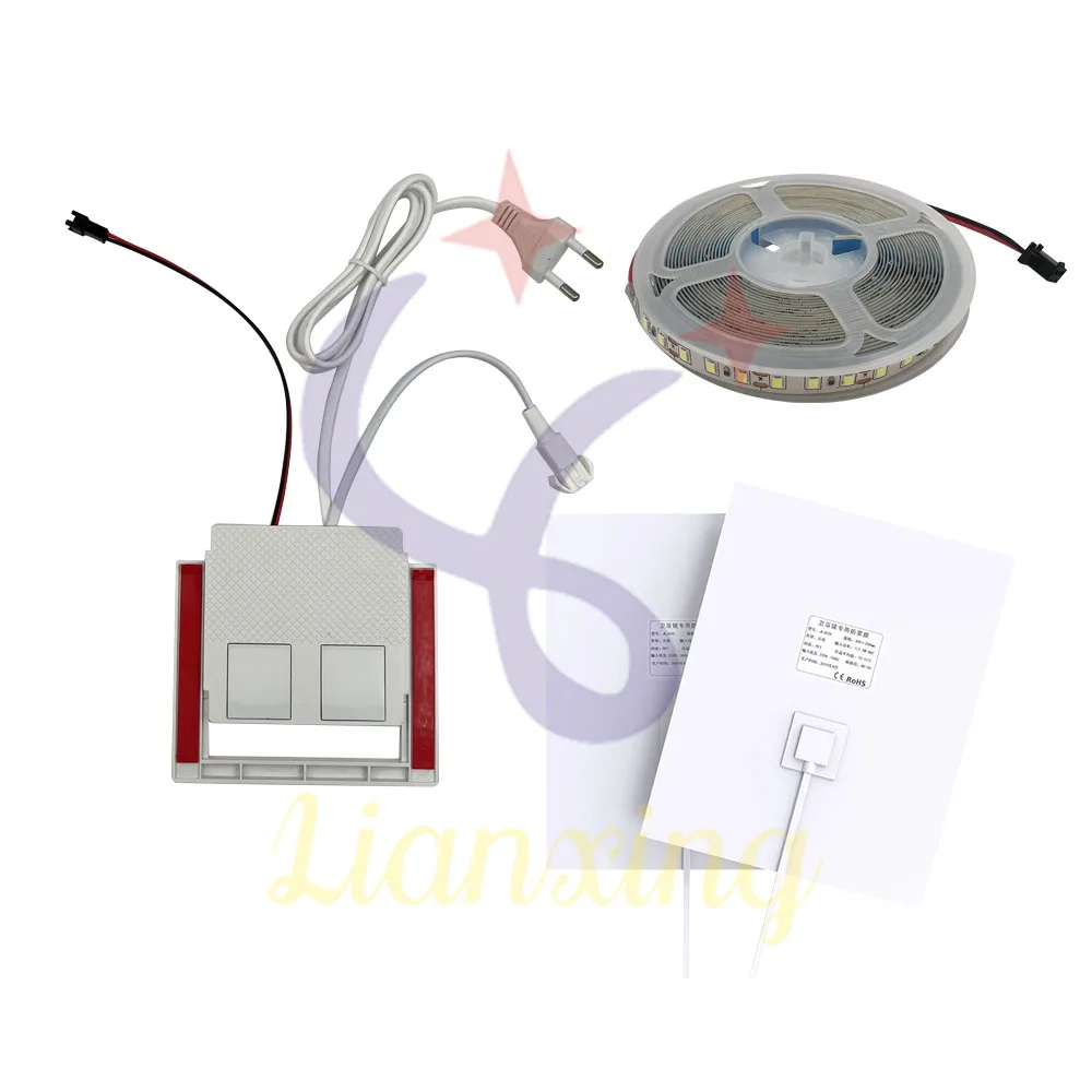 タッチセンサー付きストリップライトコントローラー,ライトスイッチ,ミラー付きスマートバスルームキャビネット,5 m2835 120d,2030mm,防曇フィルム
