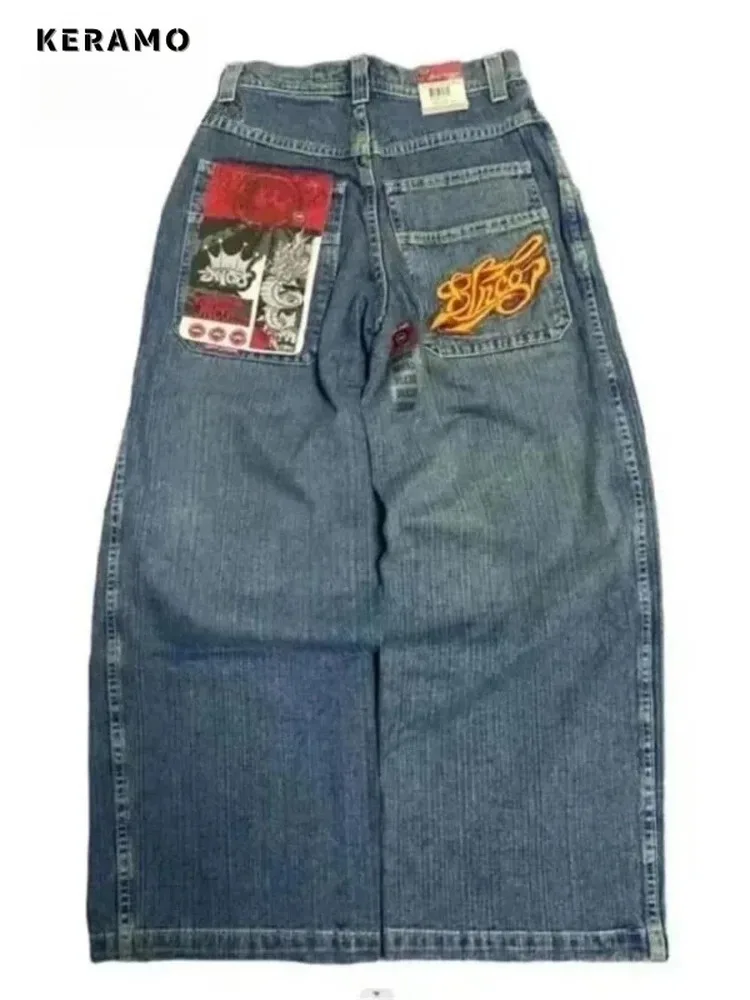 

American Vintage Eclectic Waif Calf Length Jeans Y2K Harajuku Street Washed Gothic Denim Trouser Women Grunge Casual 2000s Pants