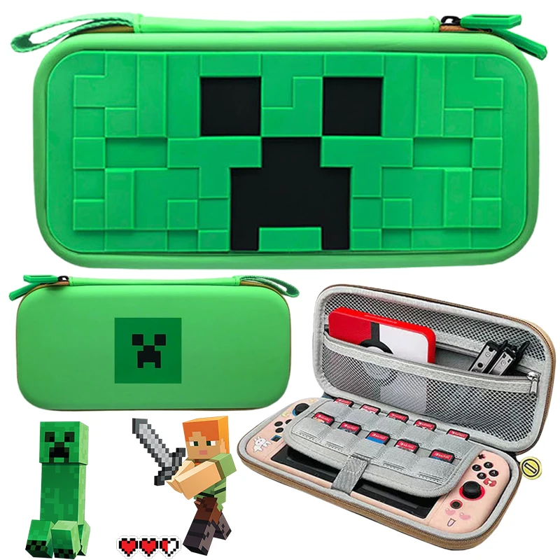 

Minecraft Game Console Storage Bag for Switch NS OLED Accessory Handle Charging Cable Storage Portable Hard-Case Shockproof