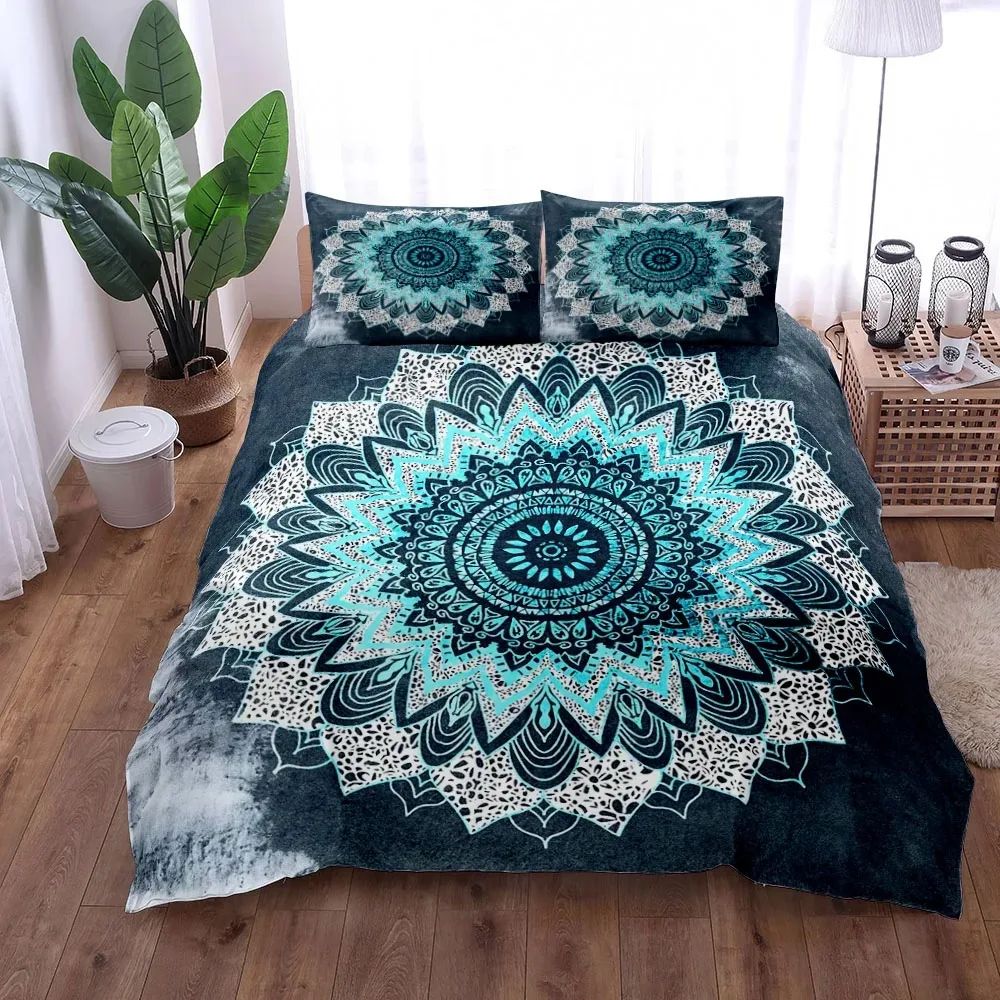 Vintage Mandala Duvet Cover Set King Queen Double Full Twin Single Size Bed Linen Set