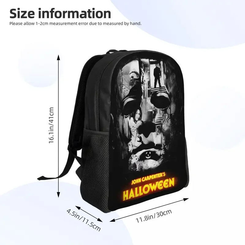 Op Maat Gemaakte T Halloween Horror Film Rugzak Michael Myers College School Reistassen Vrouwen Mannen Boekentas Past 15 Inch Laptop