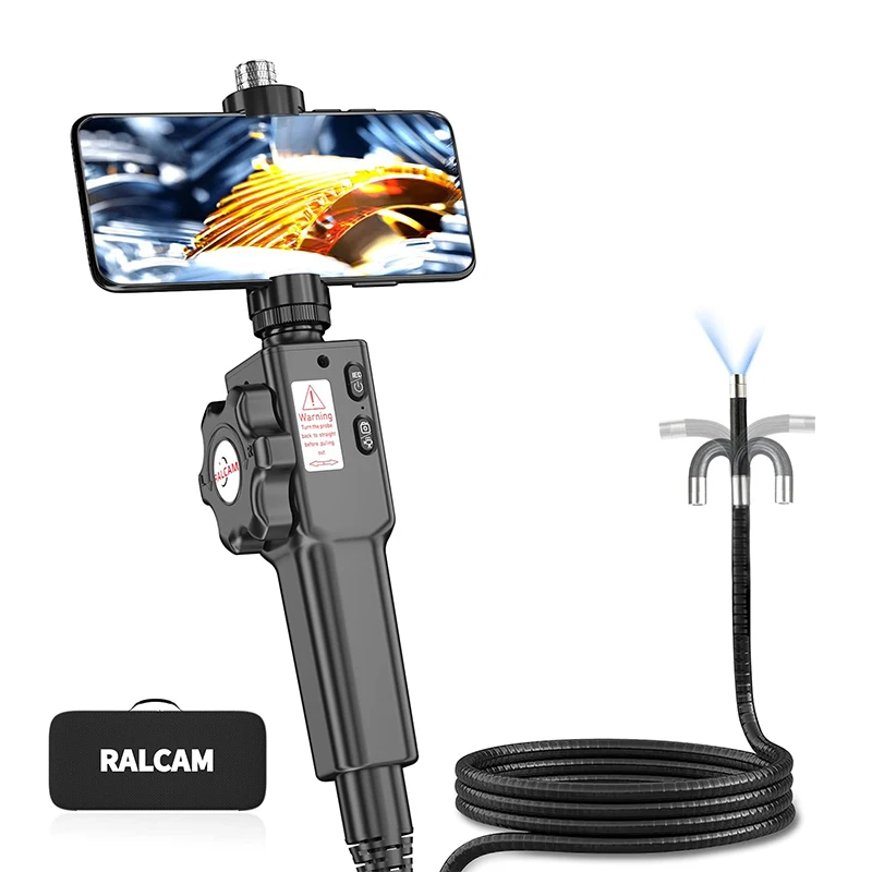 RALCAM Articulating Borescope,Two-Way 6.2mm Steerable Probe Inspection Camera for Mechanics Compatiable with iPhone & Android