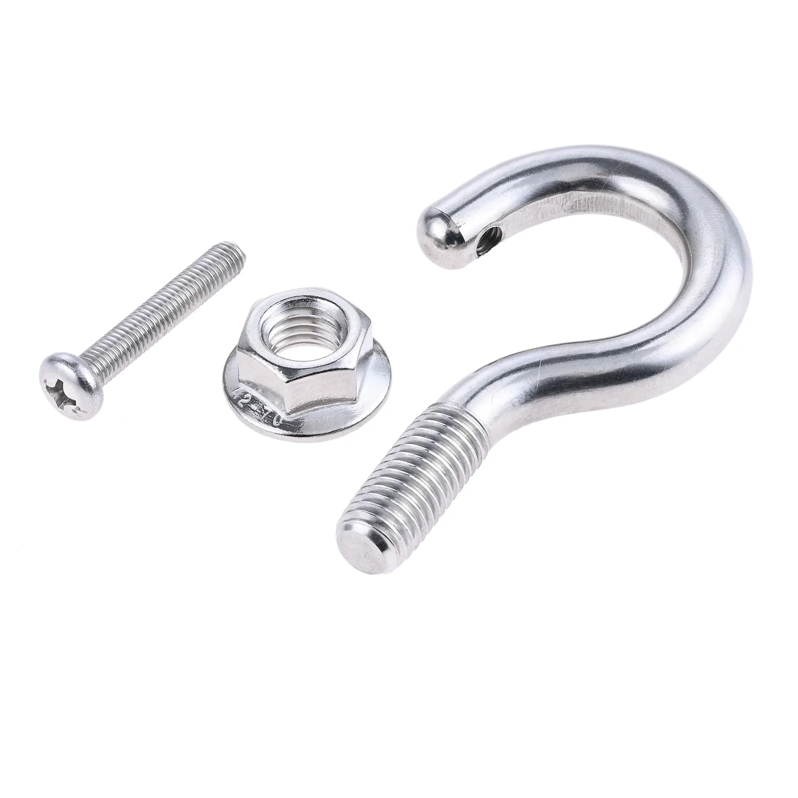 1Pc M10 Hooks 304 Stainless Steel J Shaped Threaded Hanger Wall Ceiling Mounting Bolt for Heavy Duty High Bay Light Utility Hook