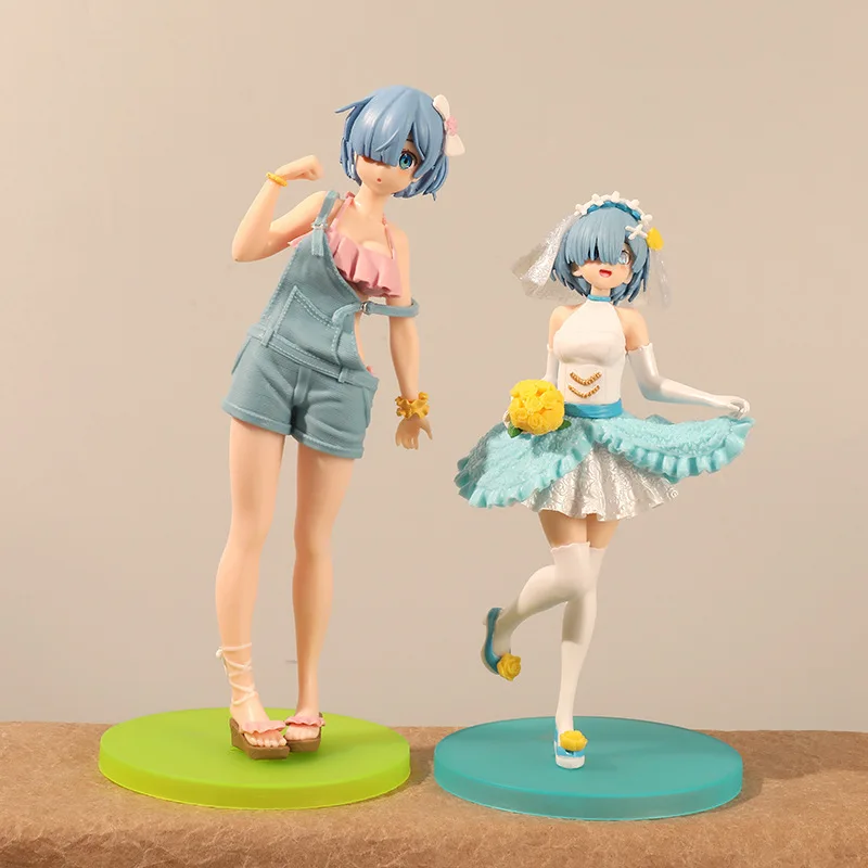 

2 Rem figures, anime cartoon dress beautiful woman doll toy ornament