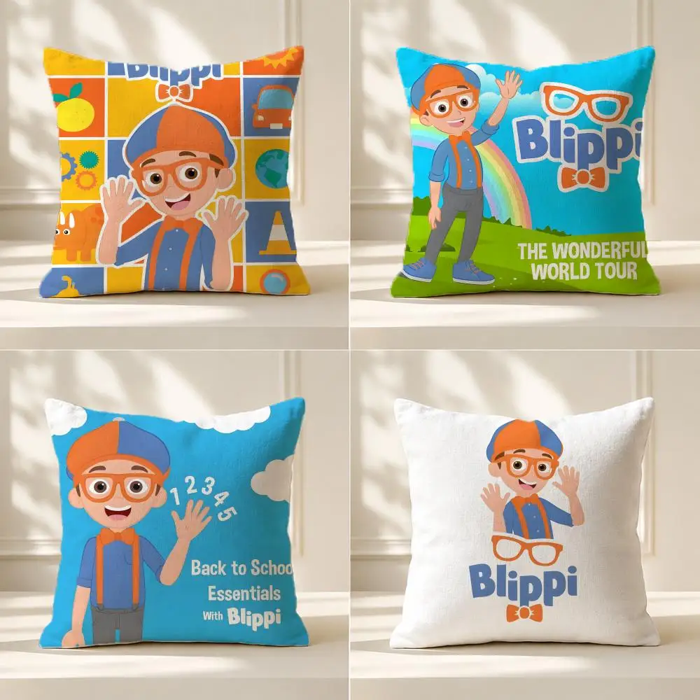 Cartoon B-Blippi Cushion Cover Washable Soft Thick Cushion Cover Decorative Pillowcase for Sofa Living Room Home