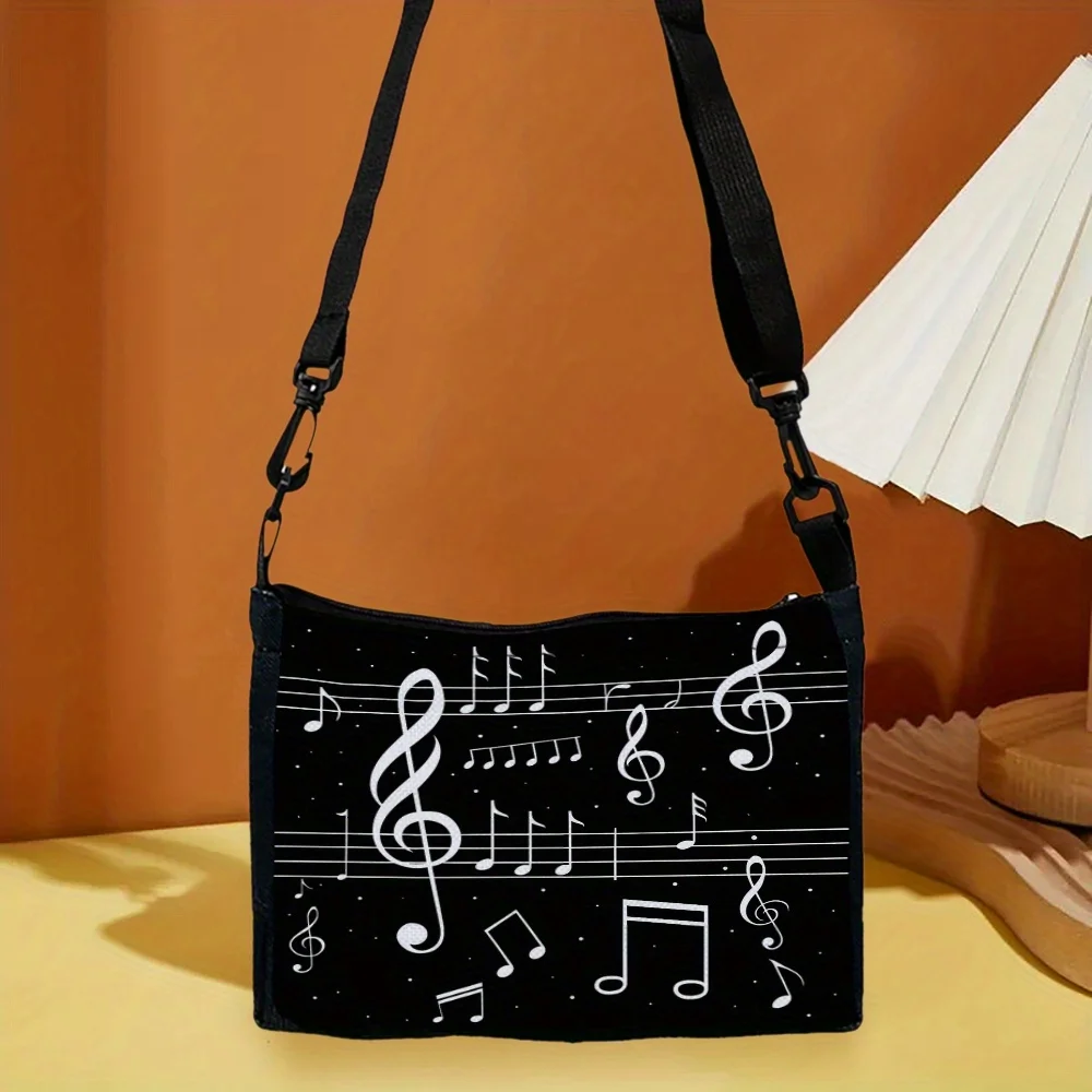 

Piano Score Pattern Shoulder Bag， Outdoor Leisure Travel Cross-shoulder Bag,for Daily Use