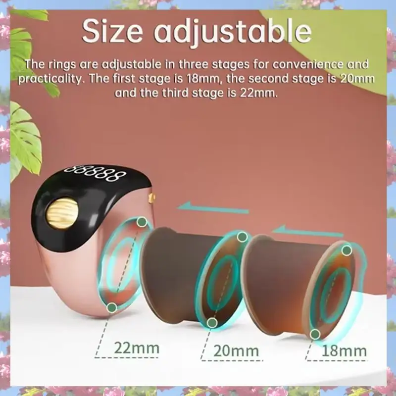 L72A-Ring Type Portable Ball Finger Counter With Rechargeable Type C Adjustable OLED Screen Mini Counter Battery Display Pink