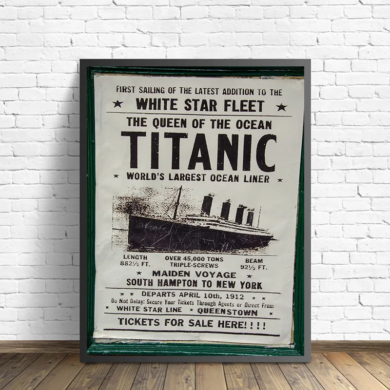 Retro Movie Titanic Ticket Sales Advertising Poster Print Canvas Painting Vintage Wall Art For Living Room Home Decor Cuadros