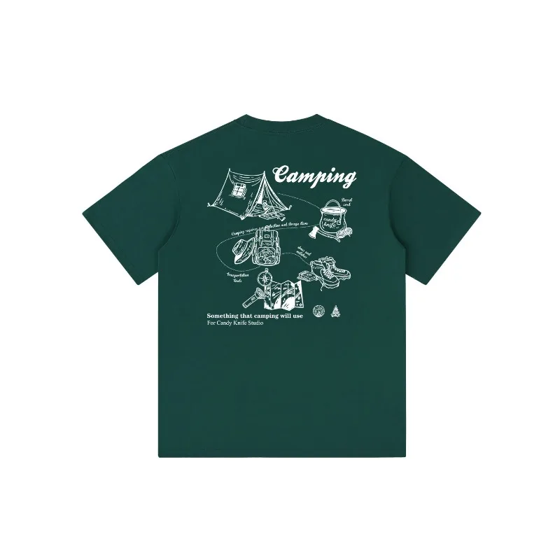 

Japanese Retro Printed T-shirt for Men and Women Summer O-neck Short Sleeve Youth Couple Shirts Regular Shoulder Casual Tees