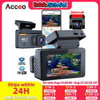 DashCam 4K Mini Car Dvr Video Recorder With GPS WIFI Support Dual Lens 1080P RearView Camera Night Vision Black Box 24h Parking