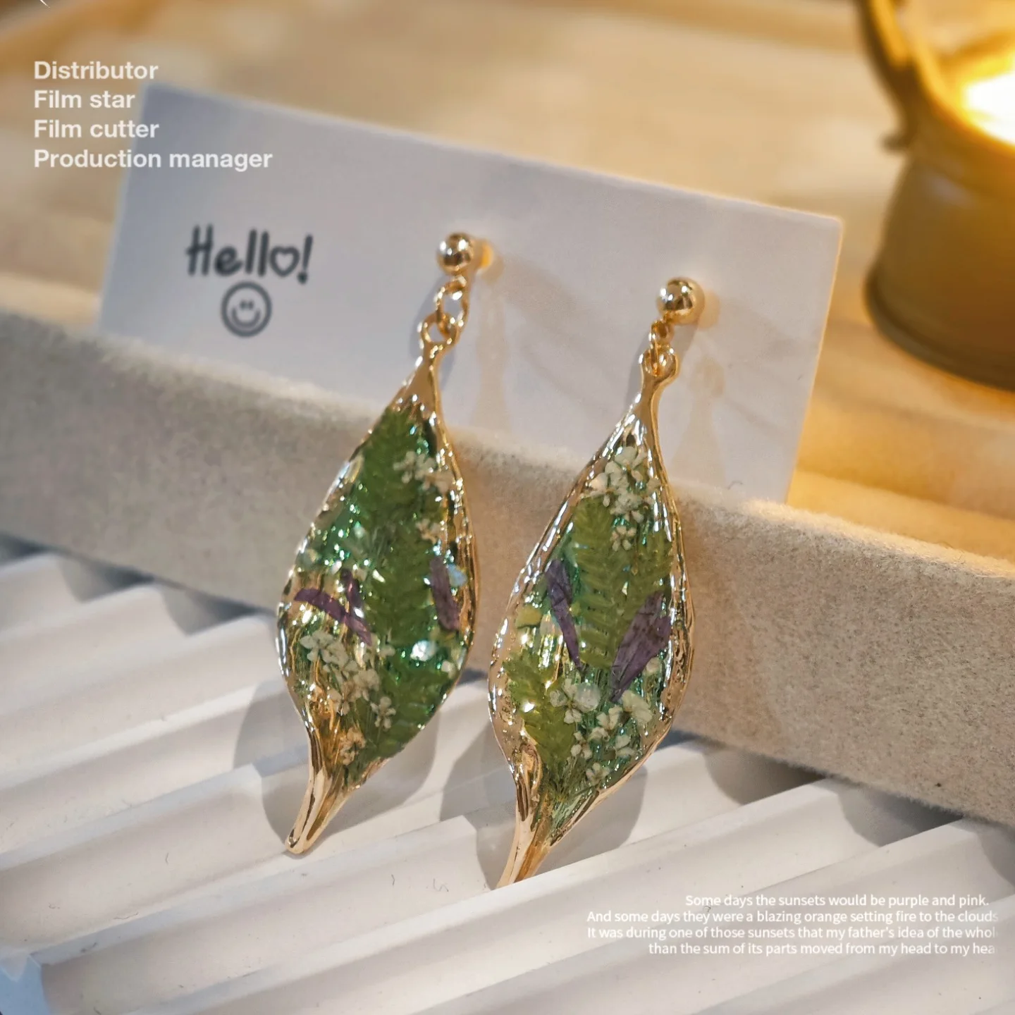 3324 Wholesale Handmade Leaf Plant Dried Real Flowers Creative Earrings Elegant Ear Jewelry Christmas Birthday Holiday Gift