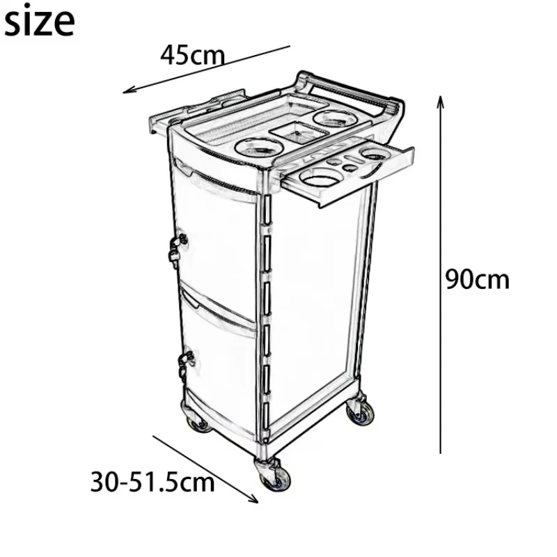 Hair Salon Trolley Lockable Beauty Hairdresser Beauty Furniture Hair Styling Storage Salon Trolley Cart with Drawers