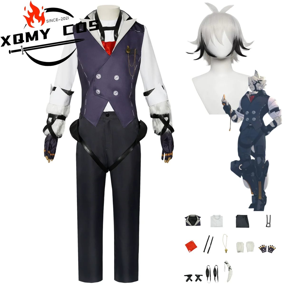 

XQGame Zenless Zone Zero Von Lycaon Косплей Костюм Виктории Домашнее хозяйство Модная боевая форма Парик Мужчина Женщина Карнавальный костюм